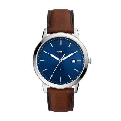 

Fossil Homme Montre The Minimalist à alimentation solaire en cuir écoresponsable brun clair