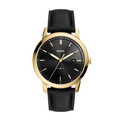 

Fossil Homme Montre The Minimalist à alimentation solaire en cuir écoresponsable noire