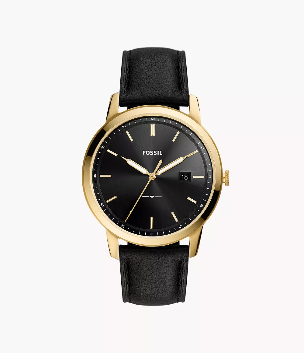 Fossil Men's The Minimalist Solar-Powered Black Leather Watch