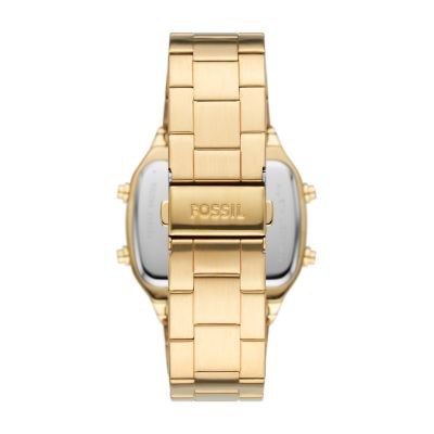 Fossil Reloj digital retro para hombre de acero inoxidable en tono