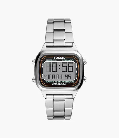 Reloj Retro Digital de acero inoxidable