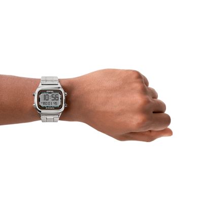 Silver digital clearance watch