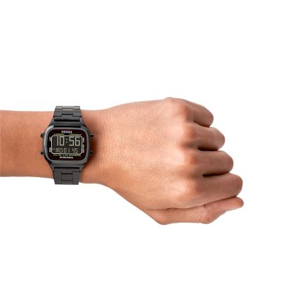 Black stainless 2025 steel digital watch