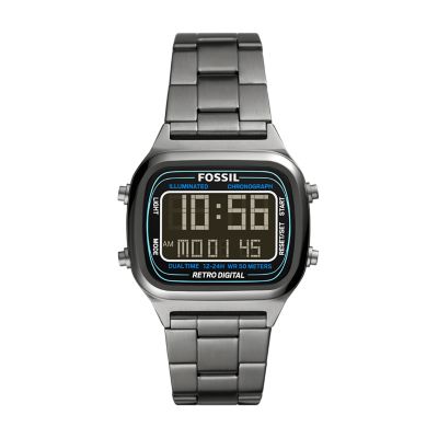 Montre Retro Digital en acier inoxydable anthracite - FS5846 - Fossil