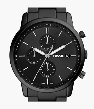 Montre Minimalist chronographe en acier inoxydable, noire