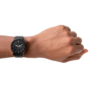 Minimalist Chronograph Black Stainless Steel Watch - FS5848 - Fossil