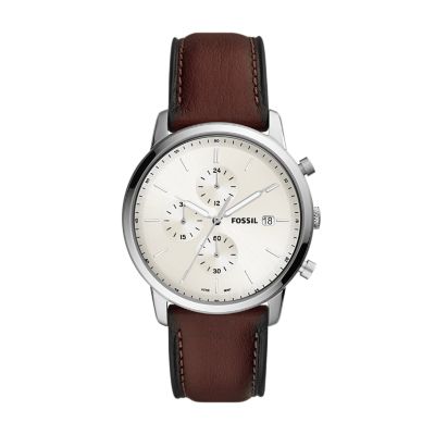 Minimalist Chronograph Brown LiteHide Leather Watch