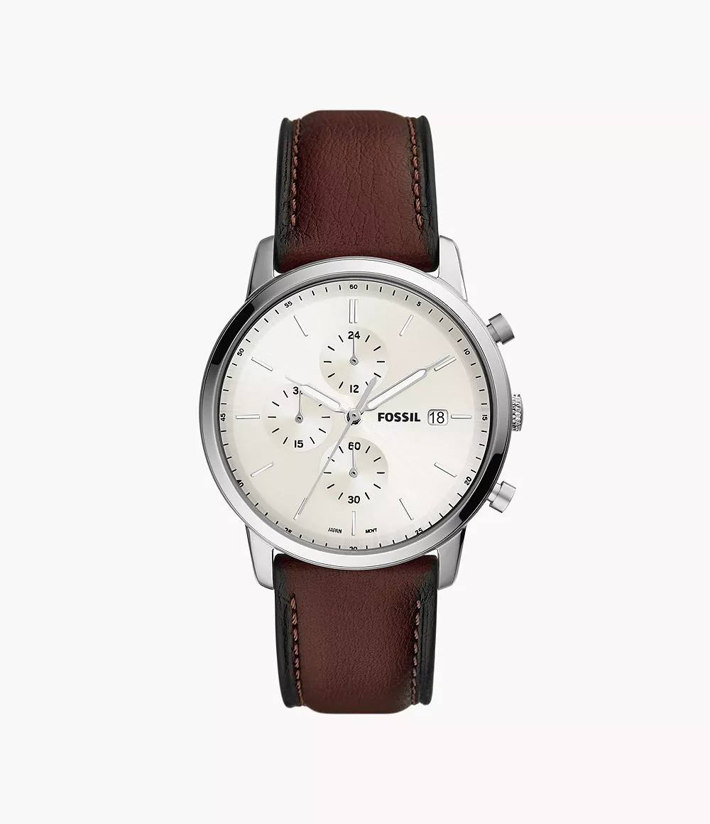 Fossil Men Minimalist Chronograph Brown Eco Leather Watch