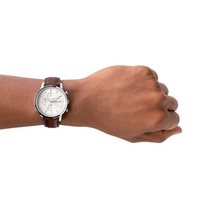 Brown FS5849 LiteHide™ Fossil Minimalist - Leather Chronograph Watch -