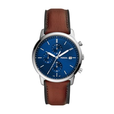 Fossil chronograph leather online watch