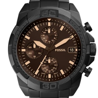 Montre Bronson chronographe en acier inoxydable noire