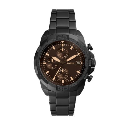 Bronson Chronograph Black Stainless Steel Watch - FS5851 - Fossil