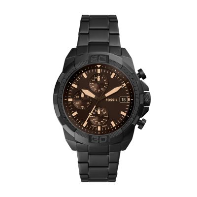 Montre Bronson chronographe en acier inoxydable noire