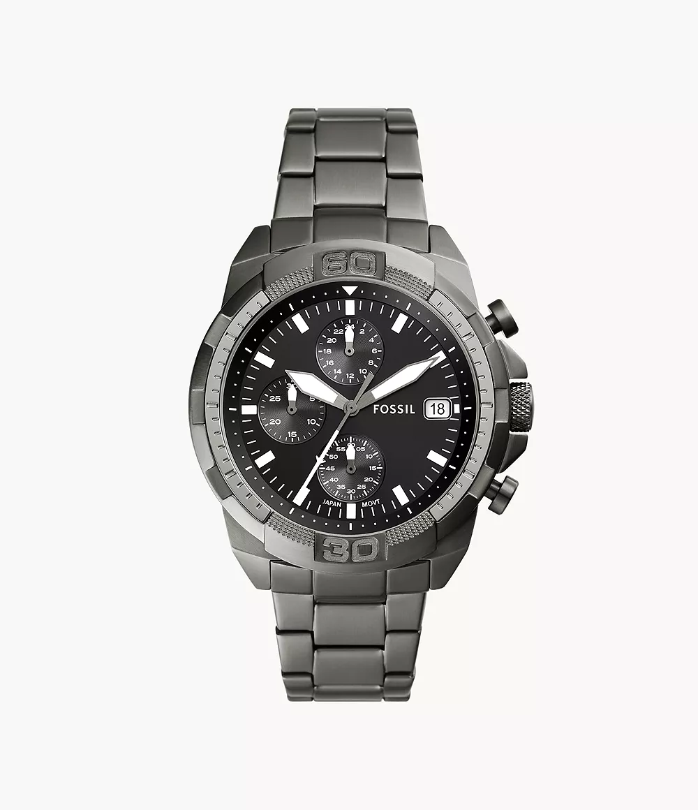 Bronson Chronograph Smoke Stainless Steel Watch - FS5852 - Fossil