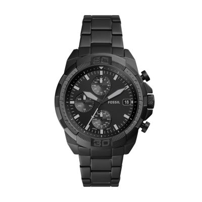 Bronson Chronograph Black Stainless Steel Watch - FS5851 - Fossil