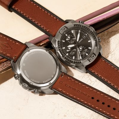 Bronson Chronograph Brown LiteHide™ Leather Watch - FS5855 - Fossil