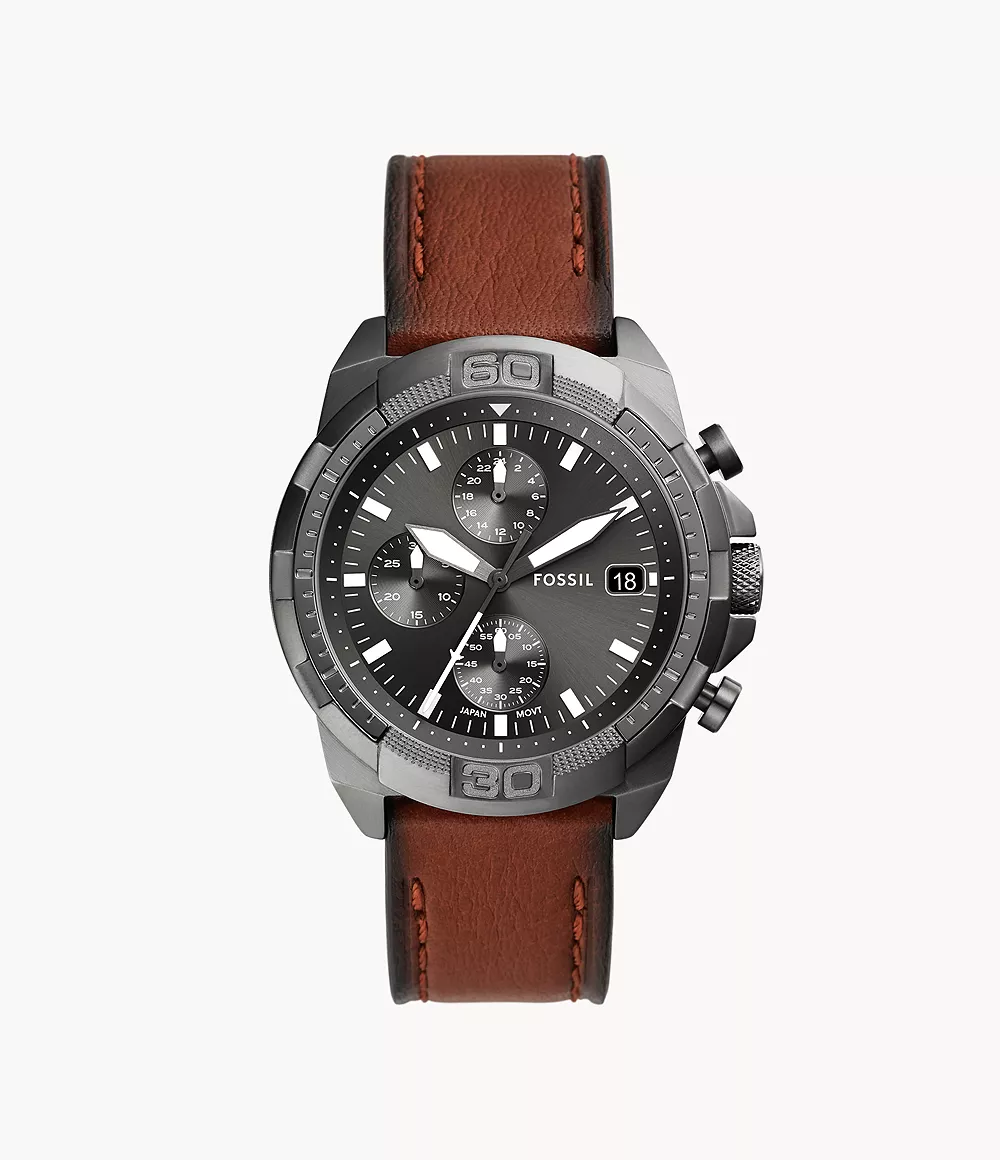 Bronson Chronograph Brown Litehidea,,C/ Leather Watch
