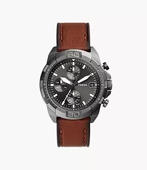 Montre Bronson chronographe en cuir brun éco-responsable