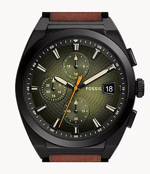 Montre Everett chronographe en cuir brun clair éco-responsable