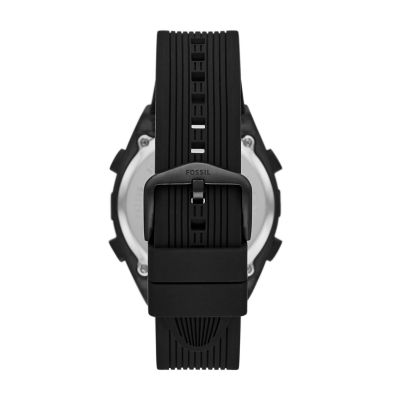 Everett Solar-powered Digital Black Silicone Watch - FS5859 - Fossil