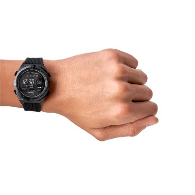 Fossil Solar-powered Black Digital Silicone Everett Watch - FS5859 -