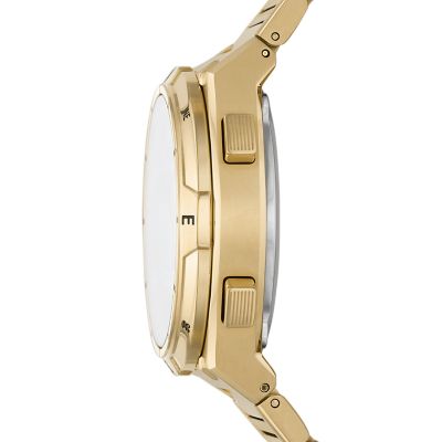 Everett Solar-powered Digital Gold-tone Stainless Steel Watch