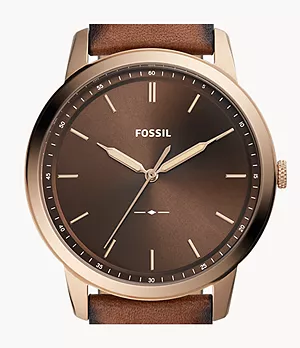 The Minimalist Three-Hand Medium Brown Eco Leather Watch