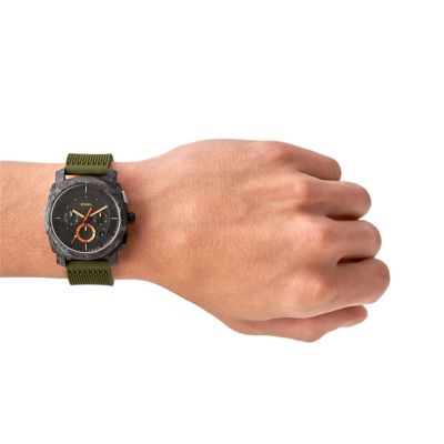 Fossil Silicone FS5872 Machine - Olive - Chronograph Watch