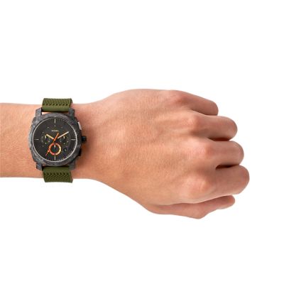 Machine Chronograph Olive Silicone Watch Fossil FS5872 - 