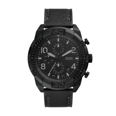 

Fossil Homme Montre Bronson chronographe en cuir écoresponsable noire