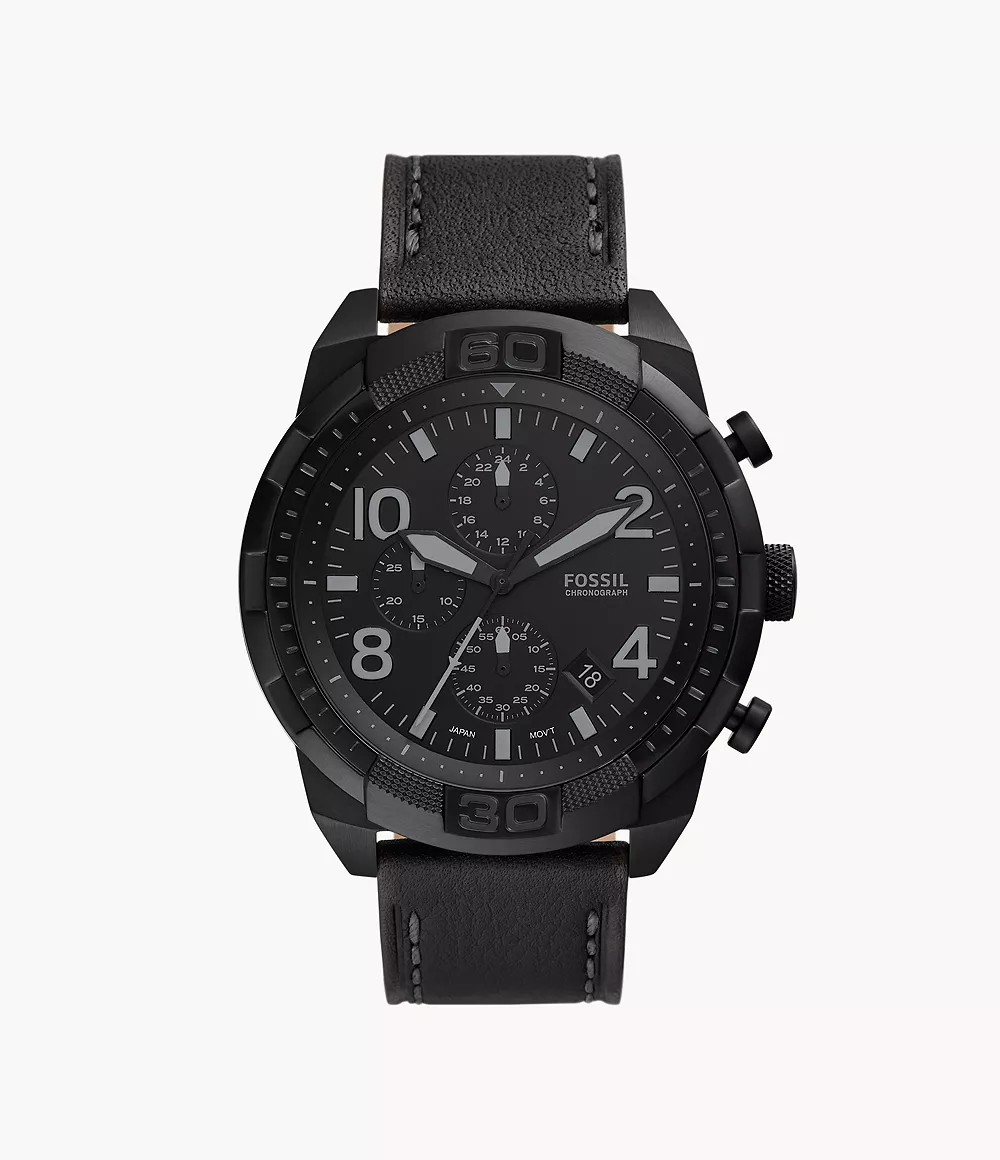 Fossil Men's Bronson Chronograph Black Eco Leather Watch
