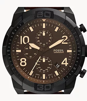Reloj Bronson de piel ecológica marrón oscuro con cronógrafo
