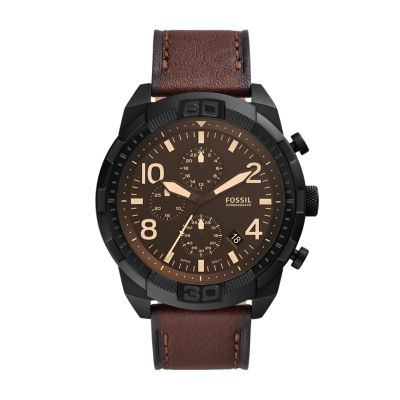 Fossil Men's Bronson Chronograph Dark Brown Eco Leather Watch