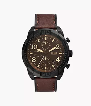 Reloj Bronson de piel ecológica marrón oscuro con cronógrafo