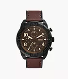Montre Bronson chronographe, en cuir LiteHide™, brun foncé