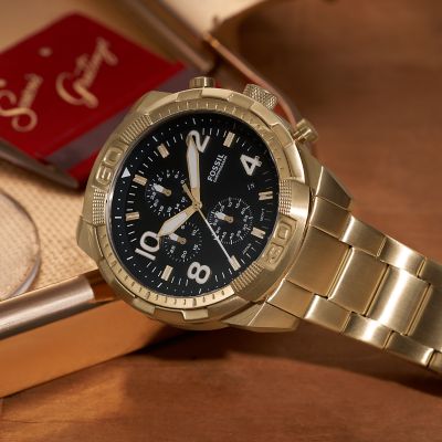 Bronson Chronograph Gold-Tone Stainless FS5877 - Watch - Fossil Steel