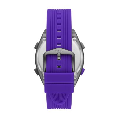 Everett Solar-Powered Digital Purple Silicone Watch - FS5880 - Fossil