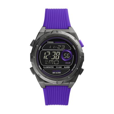 

Fossil Homme Montre Everett à alimentation solaire numérique en silicone violette