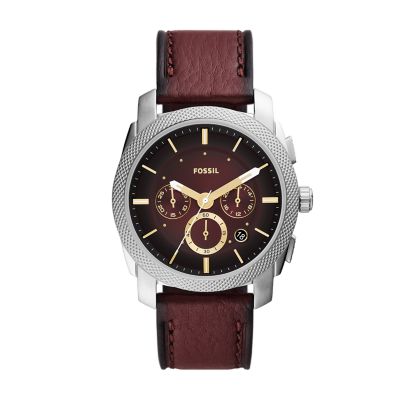 Machine Chronograph Burgundy LiteHide Leather Watch FS5884 Fossil