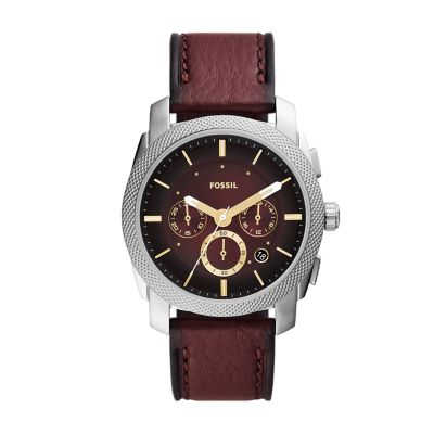 

Fossil Homme Montre Machine chronographe en cuir écoresponsable bordeaux