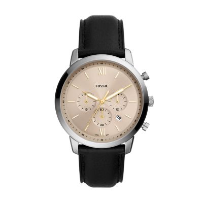 

Fossil Homme Montre Neutra chronographe en cuir écoresponsable noire