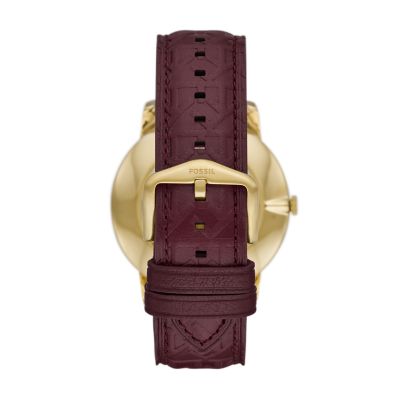 Minimalist Three Hand Burgundy LiteHide Leather Watch FS5886