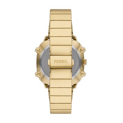 Fossil Reloj digital retro para hombre de acero inoxidable en tono