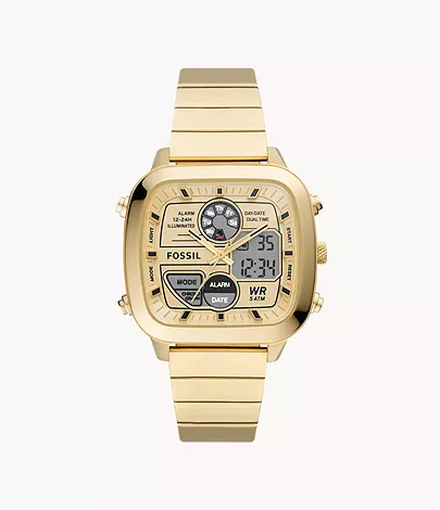 fossil.com | Retro analogue-Digital Gold-Tone Stainless Steel Watch