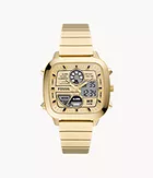 Retro analogue-Digital Gold-Tone Stainless Steel Watch