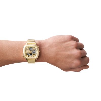 Fossil Reloj digital retro para hombre de acero inoxidable en tono dor –  Watches of America