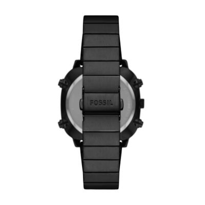 Retro analogue Digital Black Stainless Steel Watch FS5891 Fossil