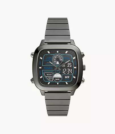 fossil.com | Retro analogue-Digital Smoke Stainless Steel Watch