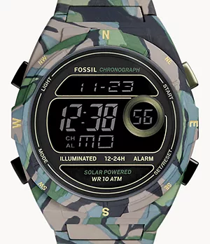 Everett Digital Camo Stainless Steel Watch