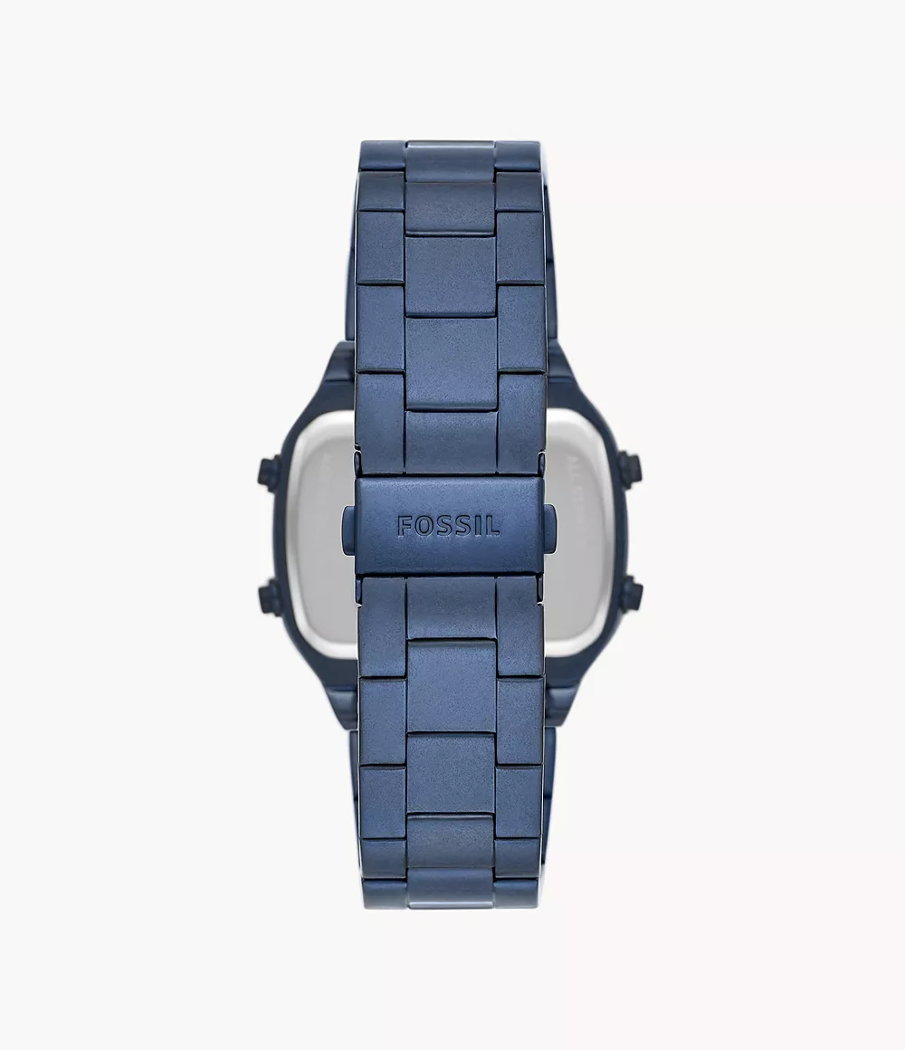 Retro Digital Blue Stainless Steel Watch - FS5896 - Fossil